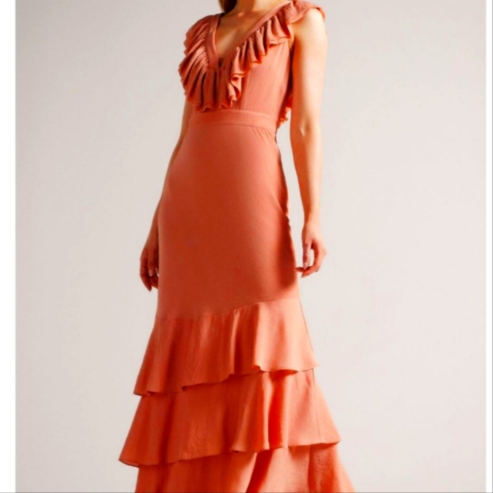 Ted Baker Ashleigh Crinkle Crepe Dusty Pink Dress